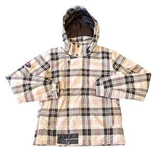 Burton Women's Plaid Brown/Tan/Pink Snowboarding Jacket Size Small
